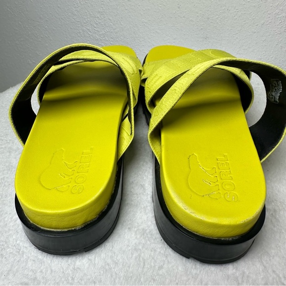 Sorel Green Sandal Woman's  Slip On Platform Adjustable Stretchy Straps  SZ 8 - Picture 12 of 13